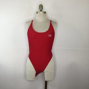 TMC Women Bathing Suit One Piece Red Size Medium Swimwear U-Back Slim Strap